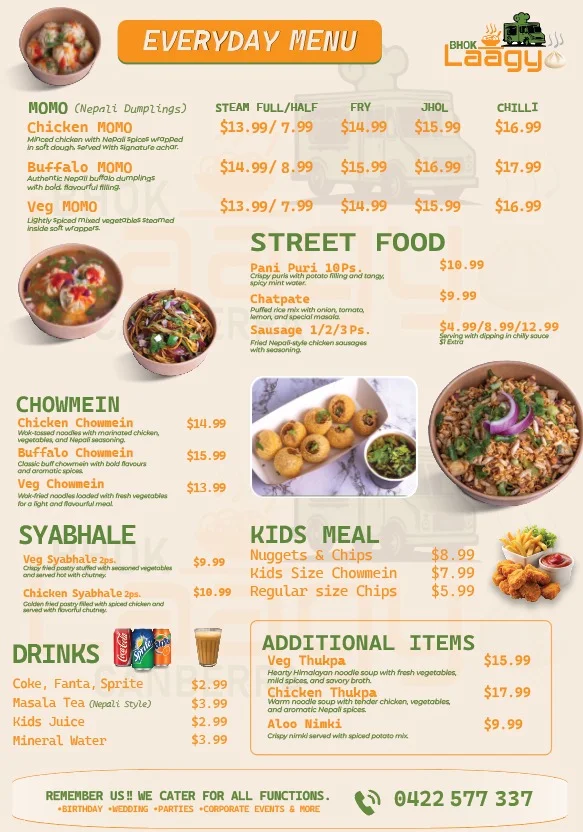 Menu, Bhok Laagyo Gungahlin