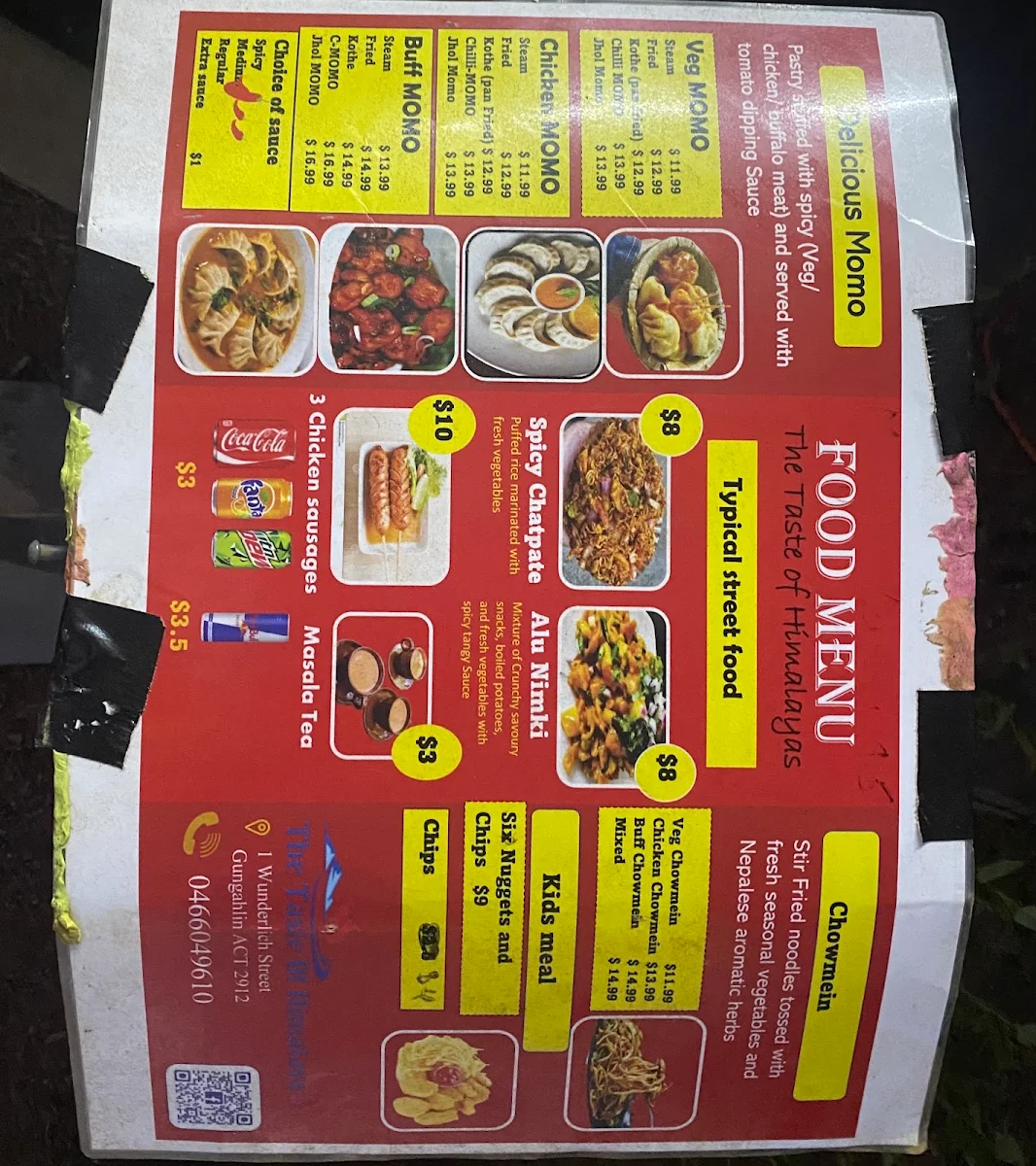 Menu, Bhok Laagyo Gungahlin