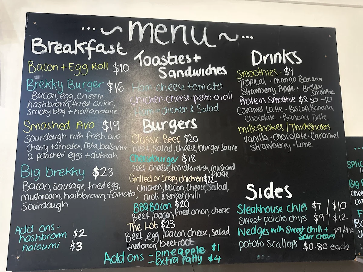 Menu, Freemans Reach Cafe