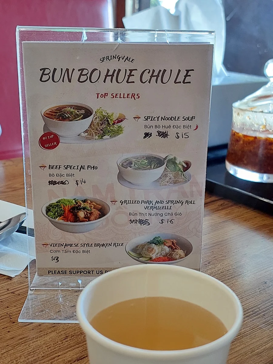 Menu, Bun Bo Hue Chu Le