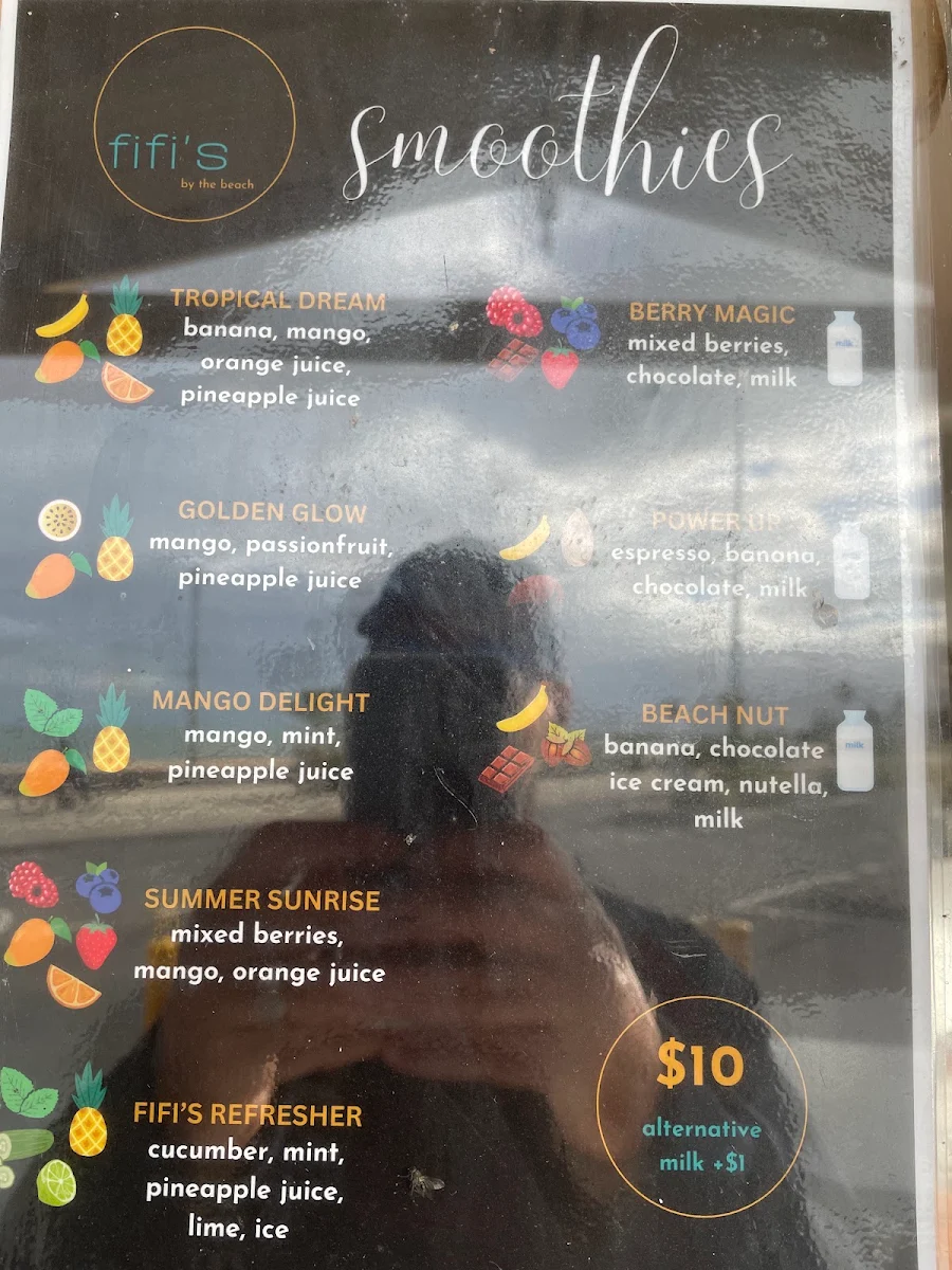 Menu, Fifi’s By The Beach