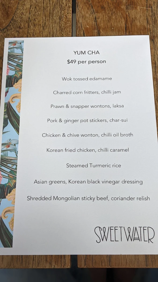 Menu, Sweetwater Rooftop Bar