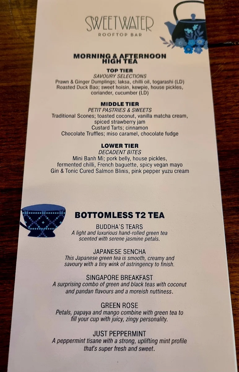 Menu, Sweetwater Rooftop Bar