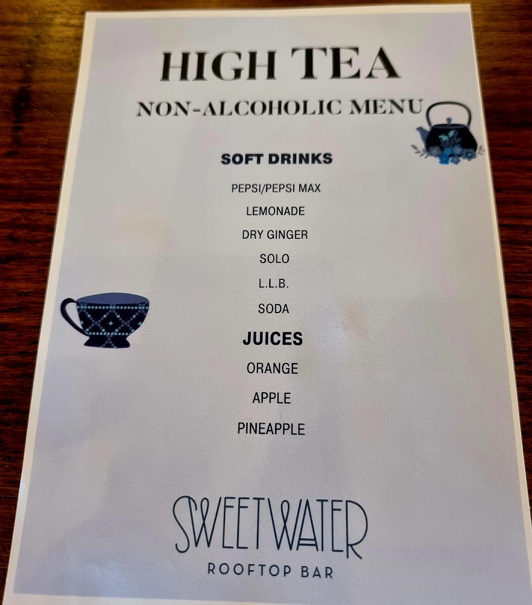 Menu, Sweetwater Rooftop Bar