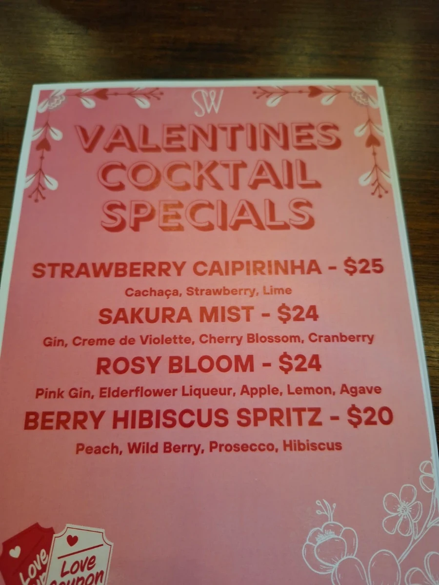 Menu, Sweetwater Rooftop Bar