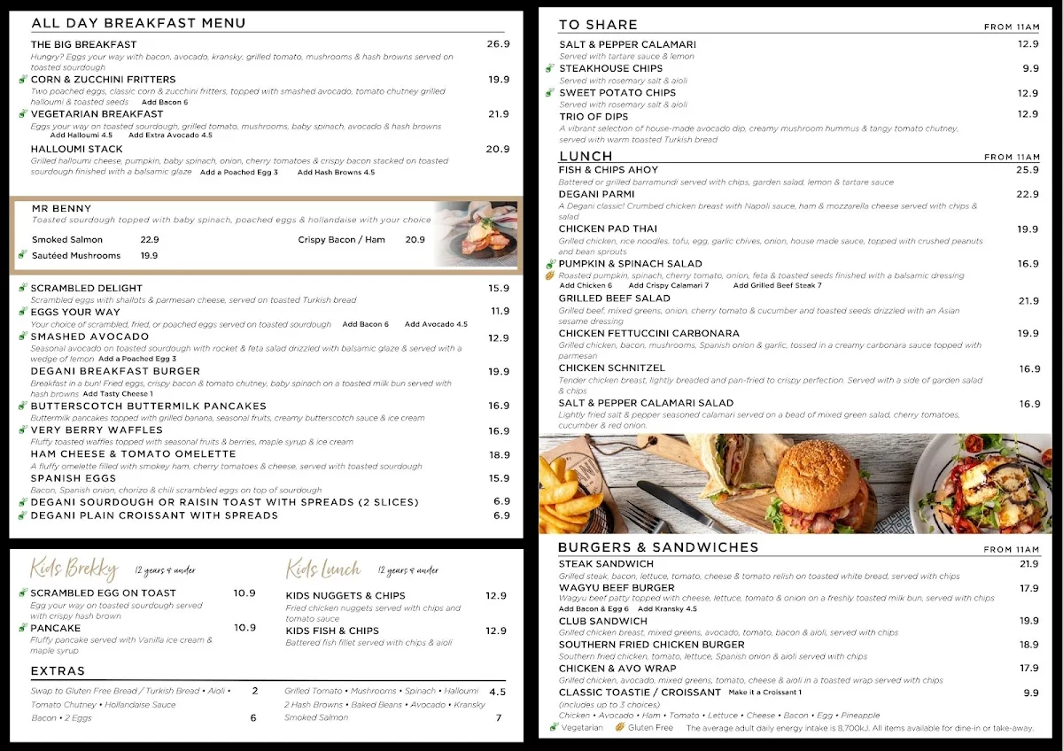 Menu, Degani Cafe Loganholme