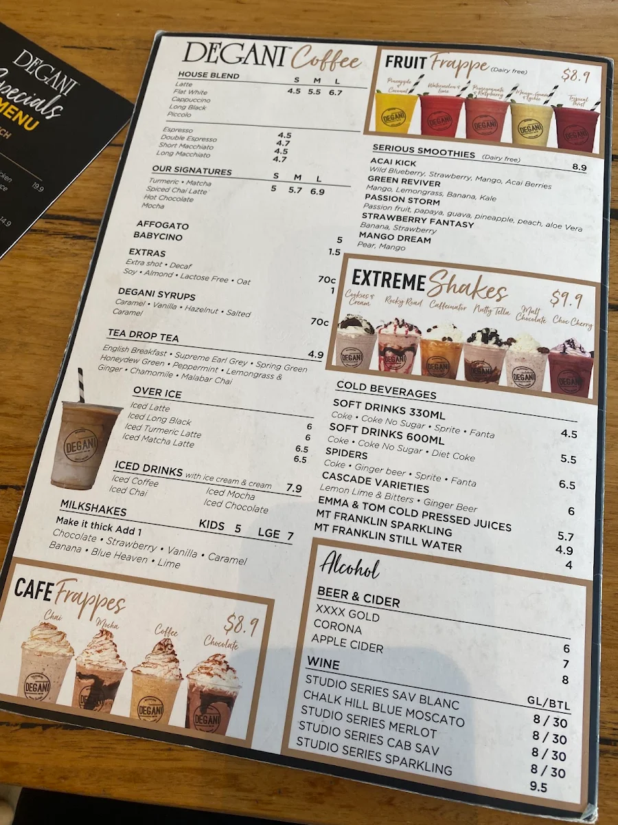 Menu, Degani Cafe Loganholme