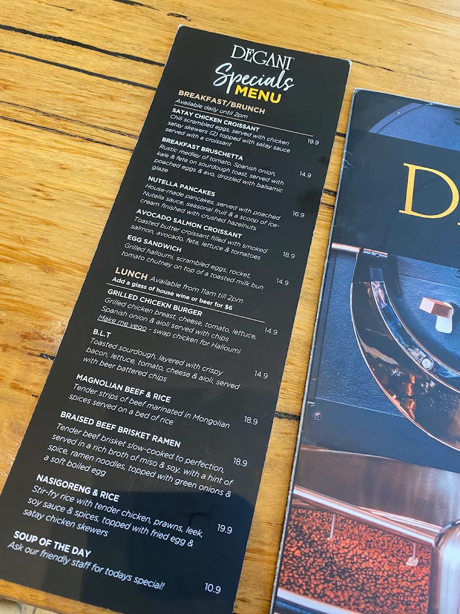 Menu, Degani Cafe Loganholme