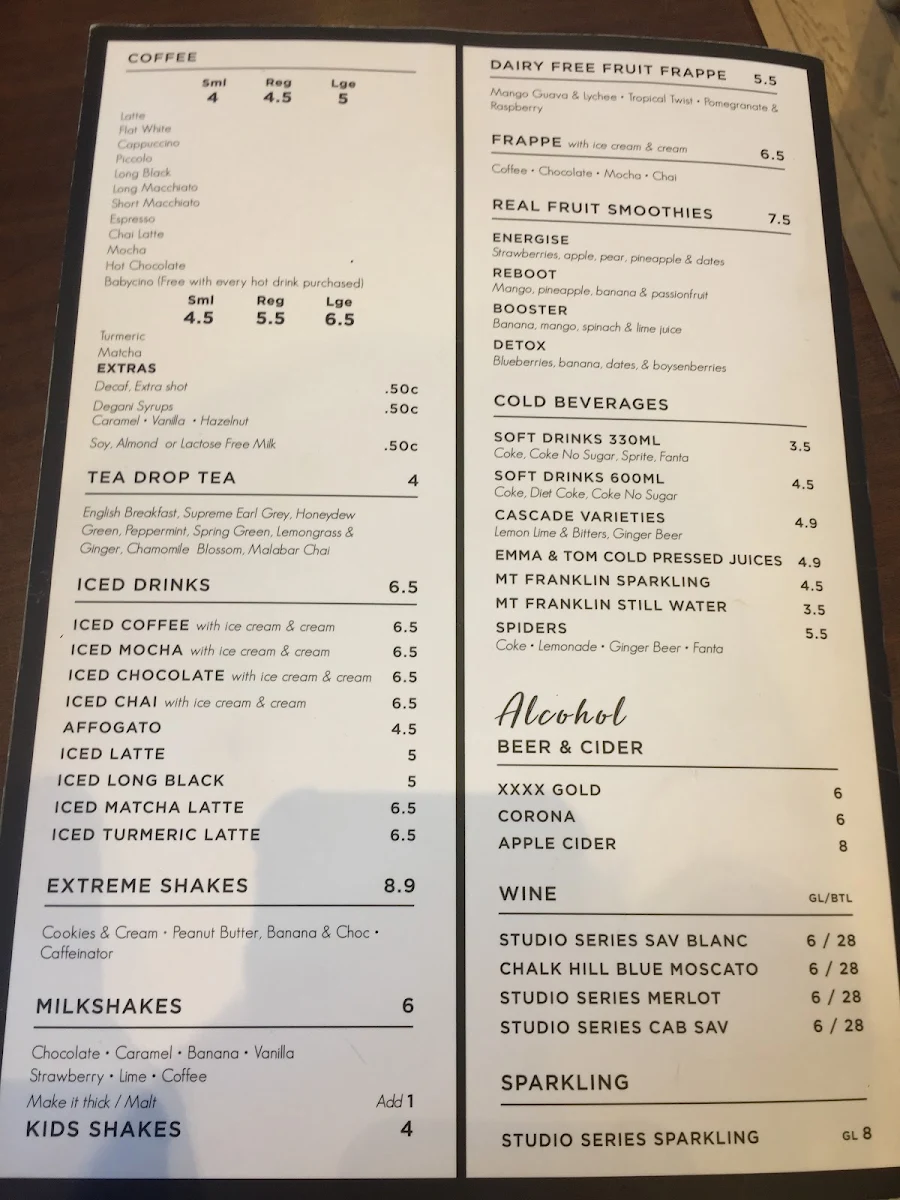 Menu, Degani Cafe Loganholme