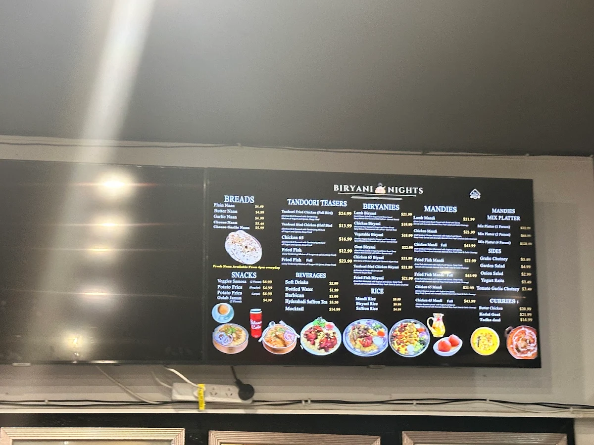 Menu, Biryani Nights