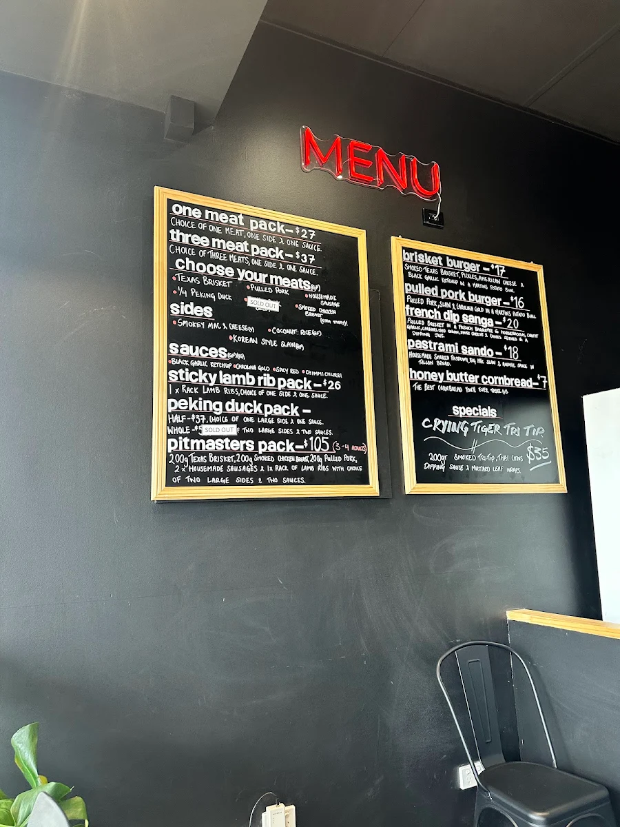 Menu, Wildfire Craft BBQ