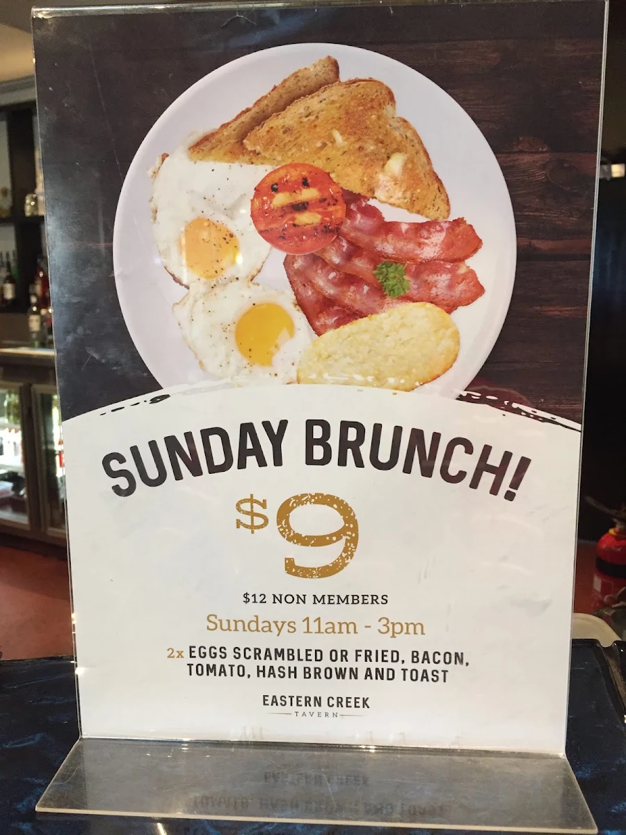 Menu, Eastern Creek Tavern