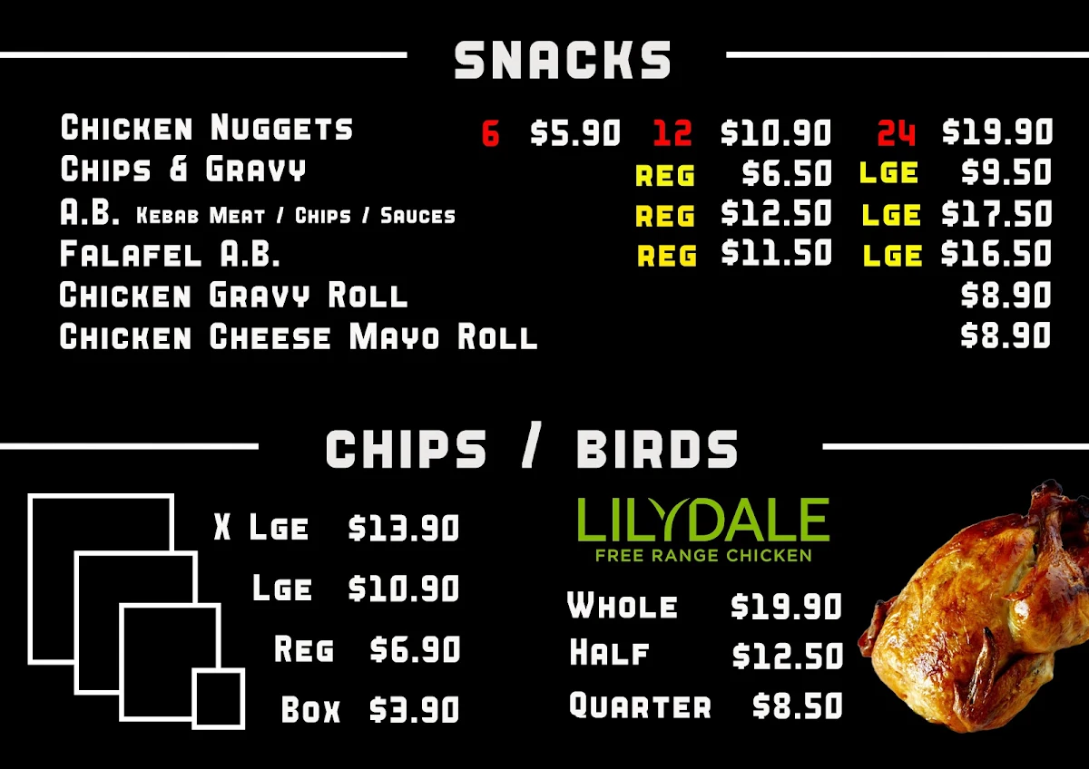 Menu, Juicy Birds