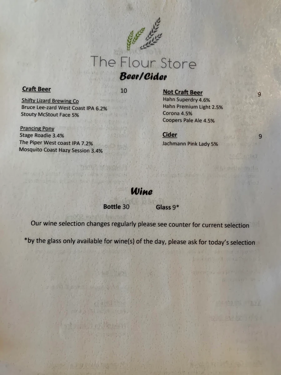 Menu, The Flour Store