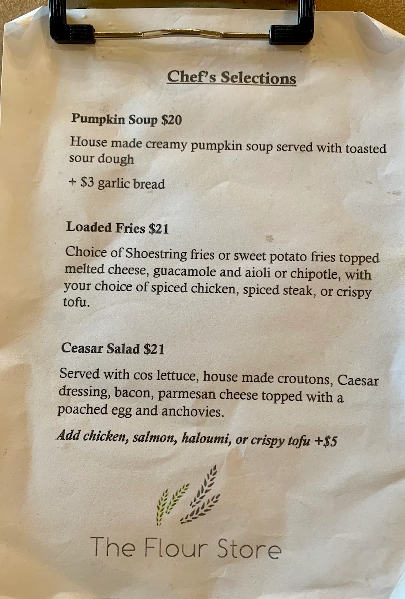Menu, The Flour Store