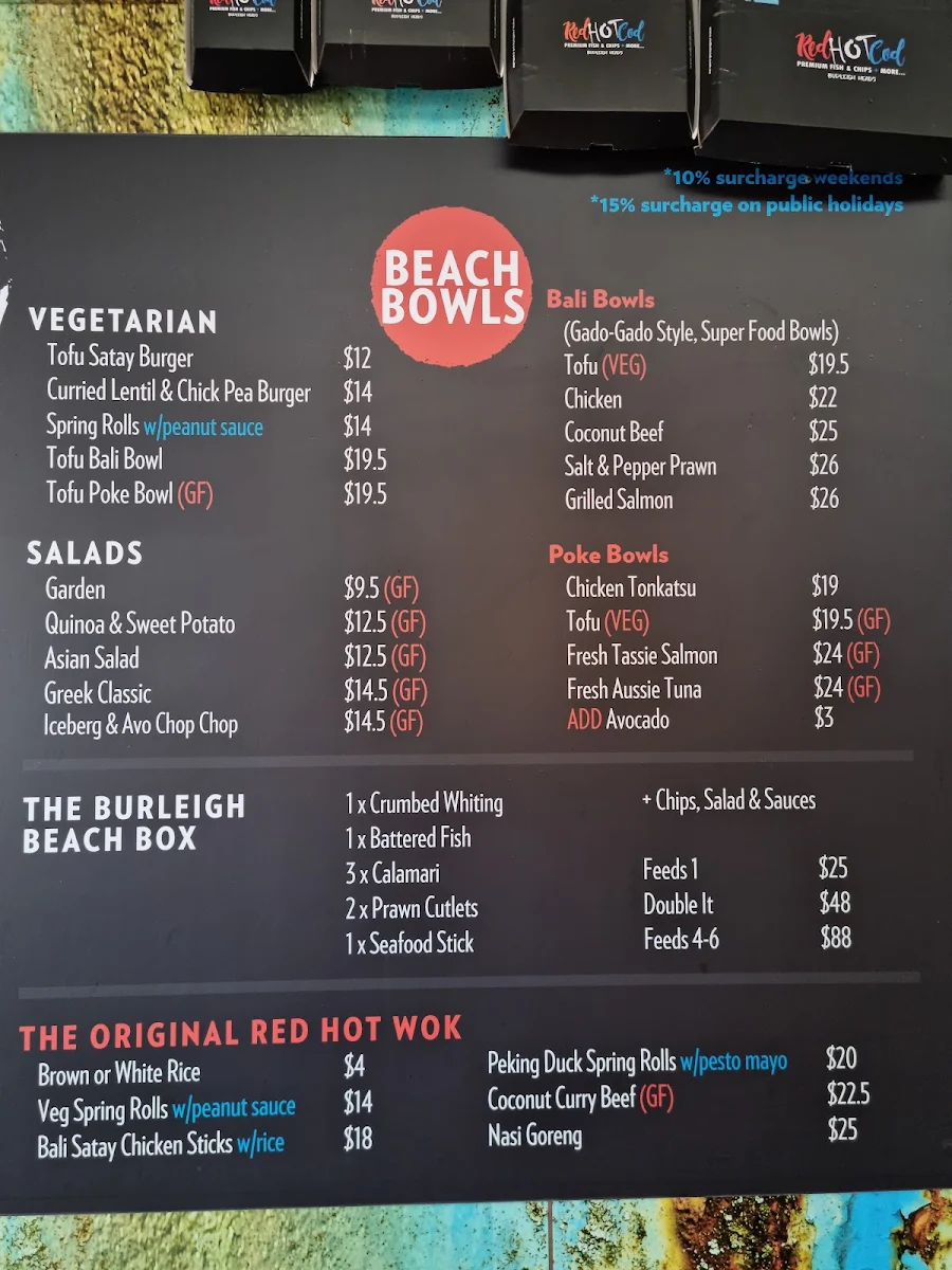 Menu, Red Hot Cod