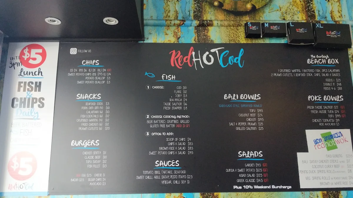 Menu, Red Hot Cod