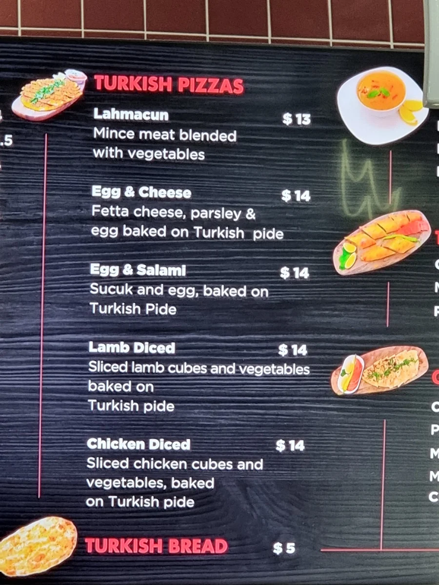 Menu, Merrifield Kebab House