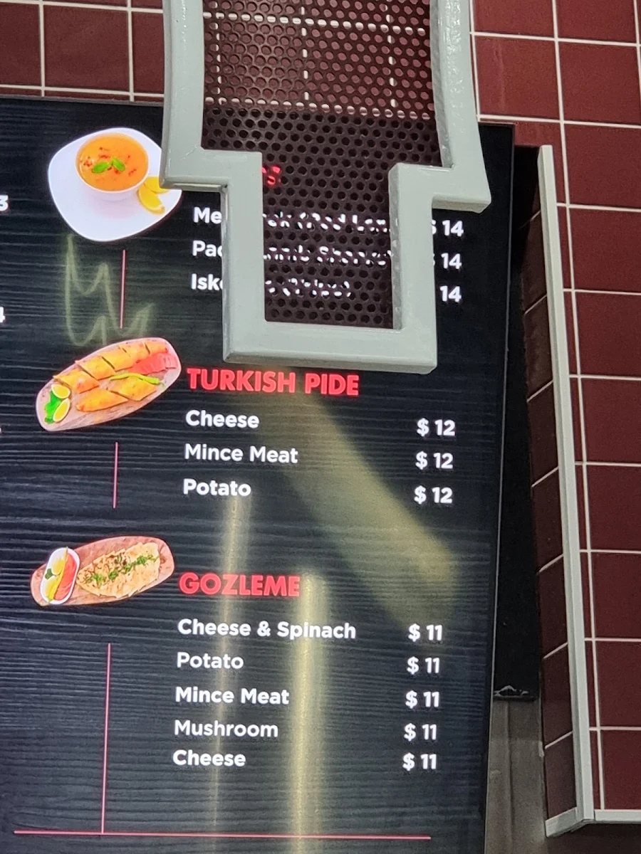 Menu, Merrifield Kebab House
