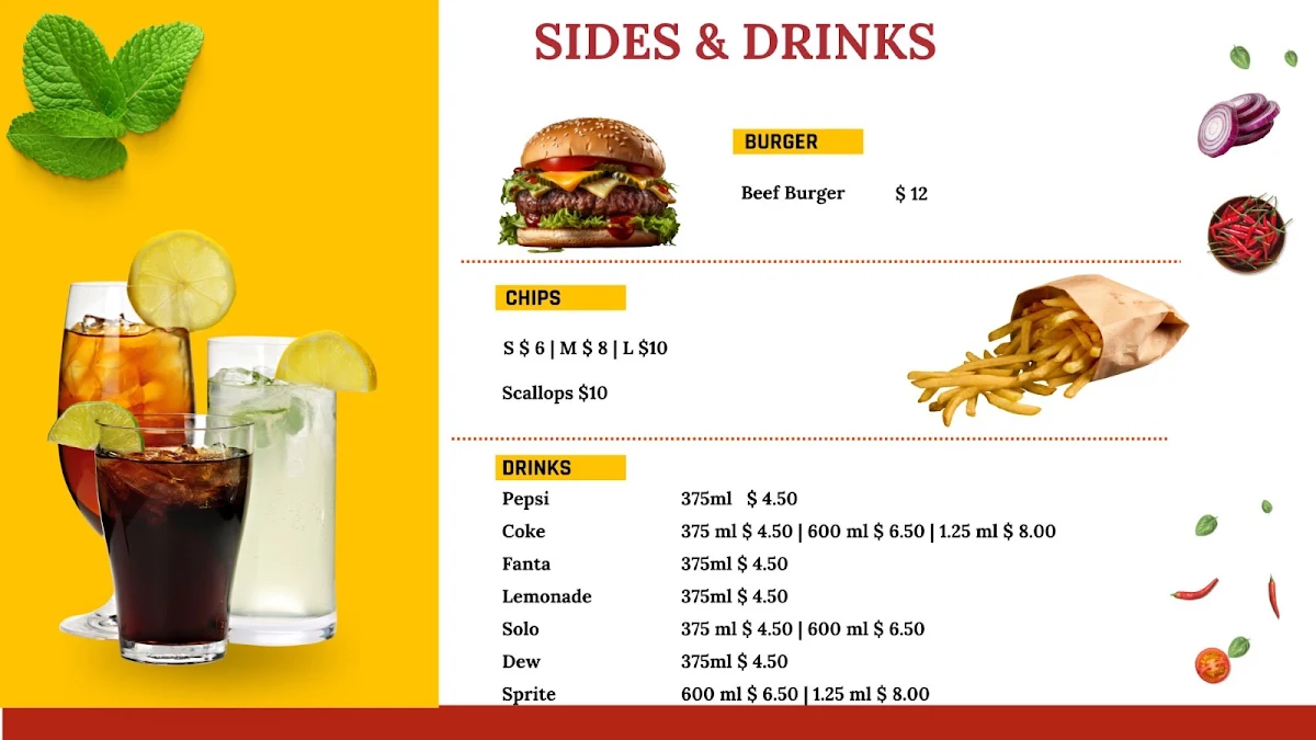 Menu, Sammy's Kebabs