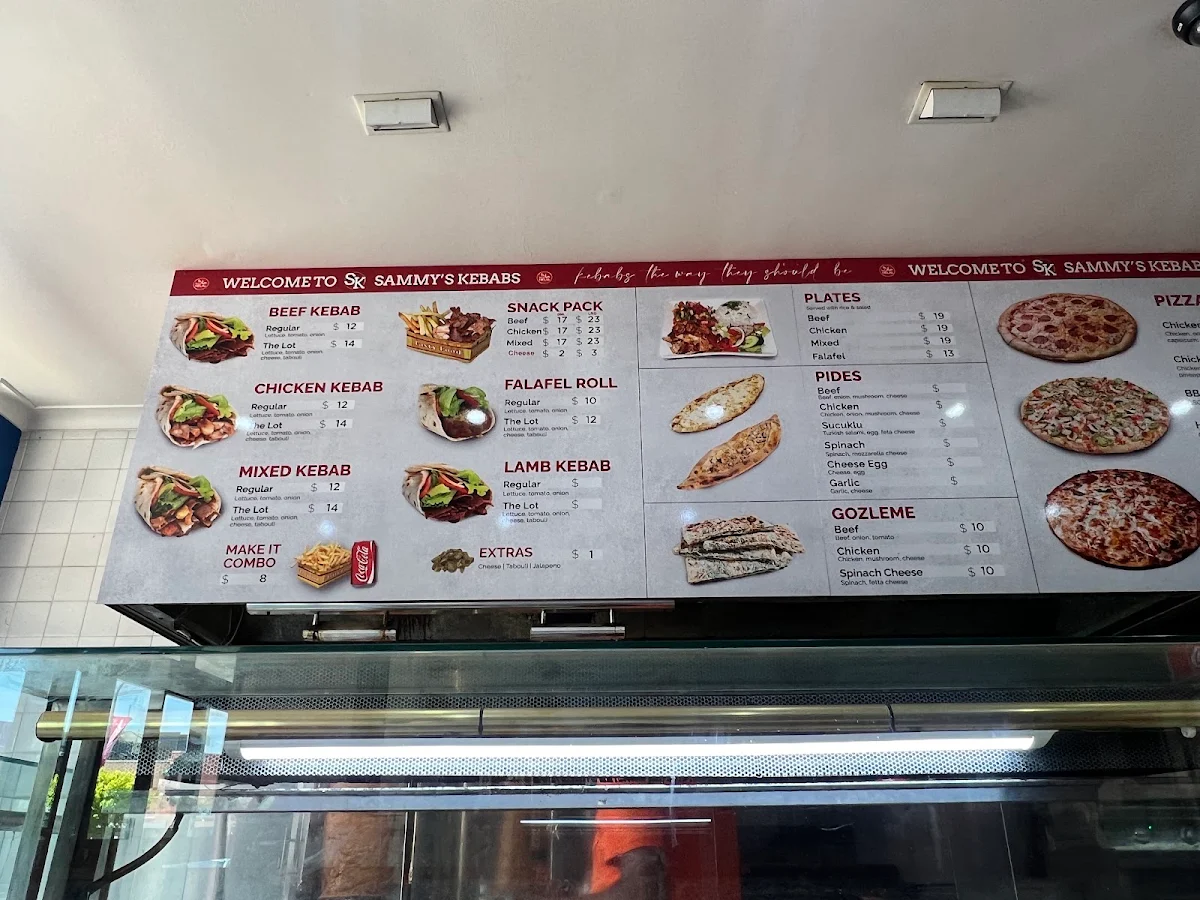 Menu, Sammy's Kebabs