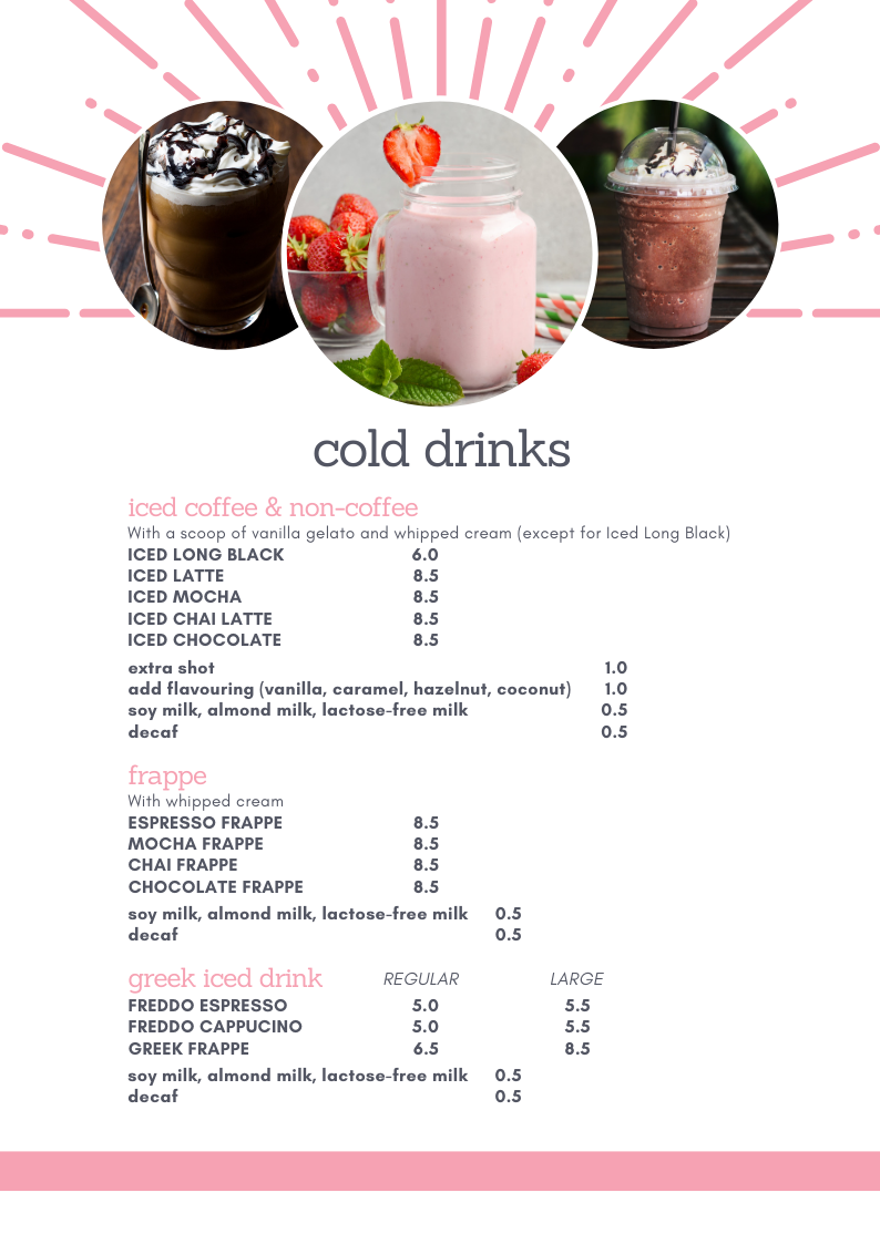 Menu, Mastika Gelato & Cafe