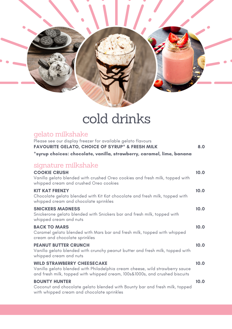 Menu, Mastika Gelato & Cafe