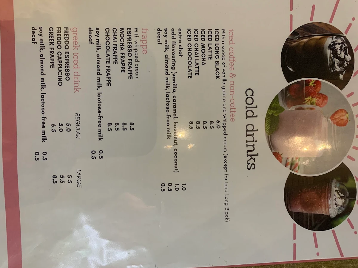 Menu, Mastika Gelato & Cafe