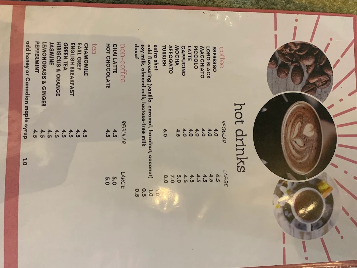 Menu, Mastika Gelato & Cafe