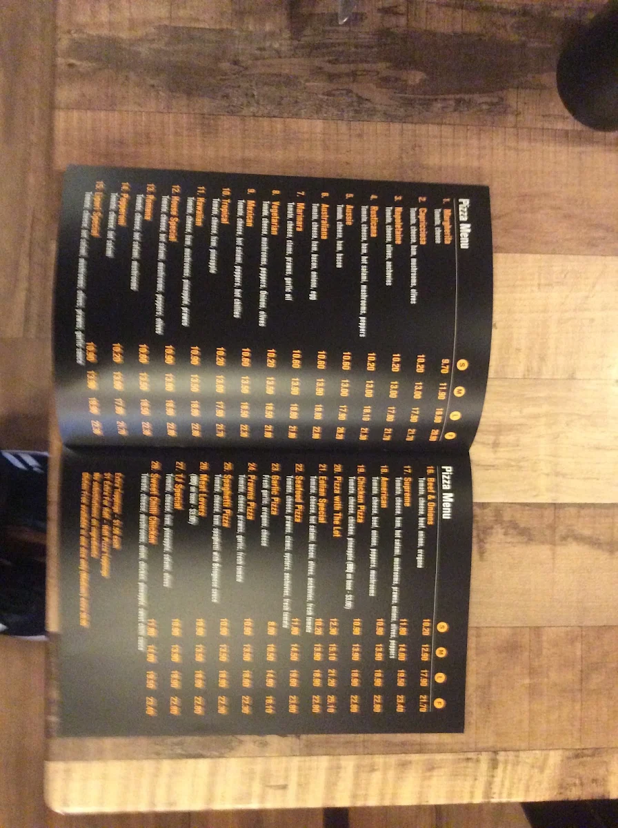 Menu, Lipari Pizza & Pasta Boronia