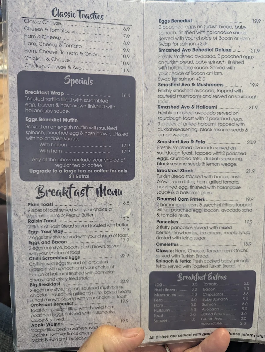 Menu, At the Willow Tree Cafe