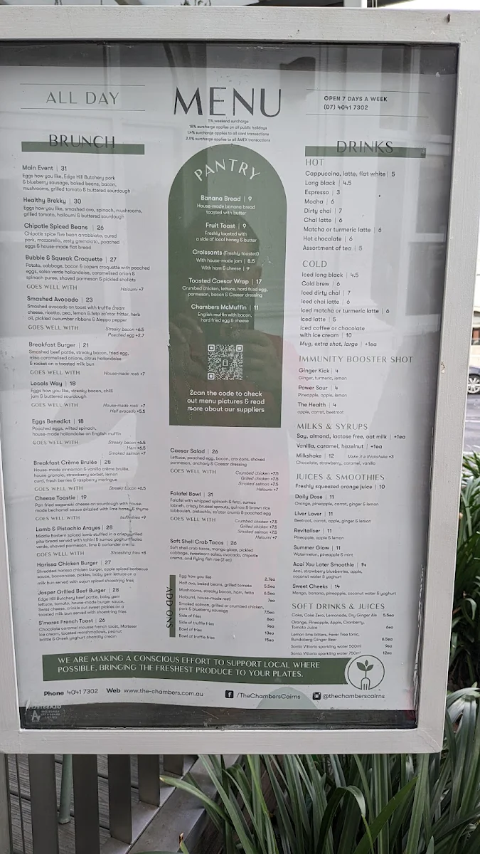 Menu, The Chambers