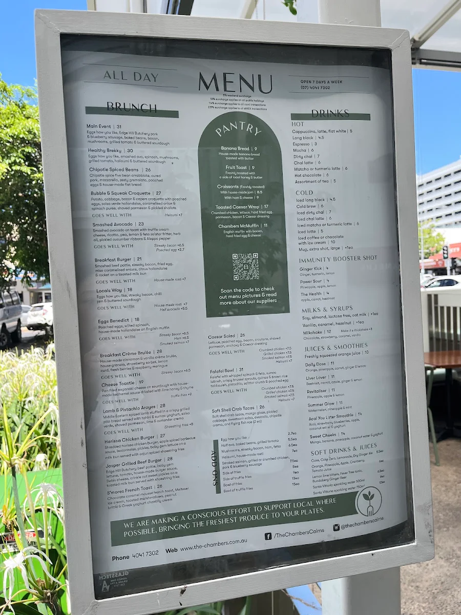 Menu, The Chambers