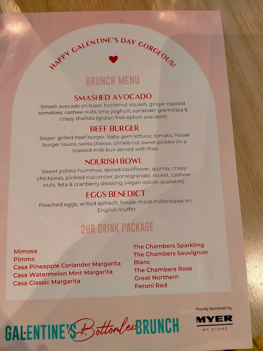 Menu, The Chambers