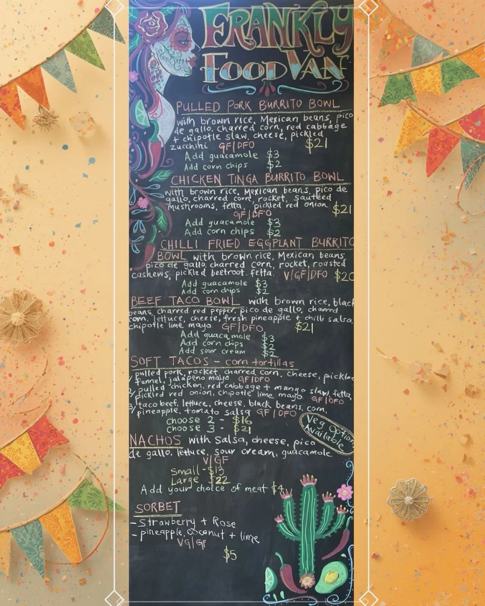 Menu, Frankly Mexican Beechworth