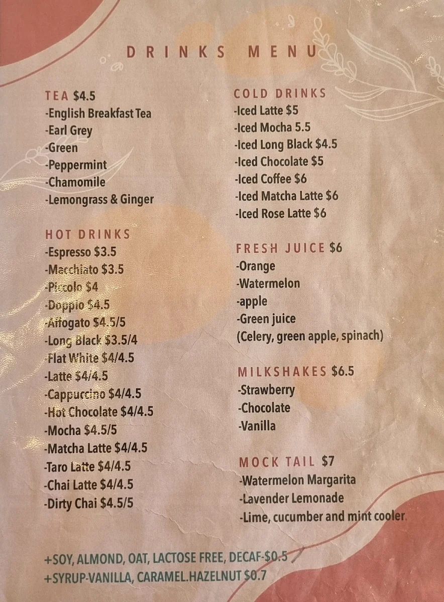 Menu, True Brew Cafe 灶咖