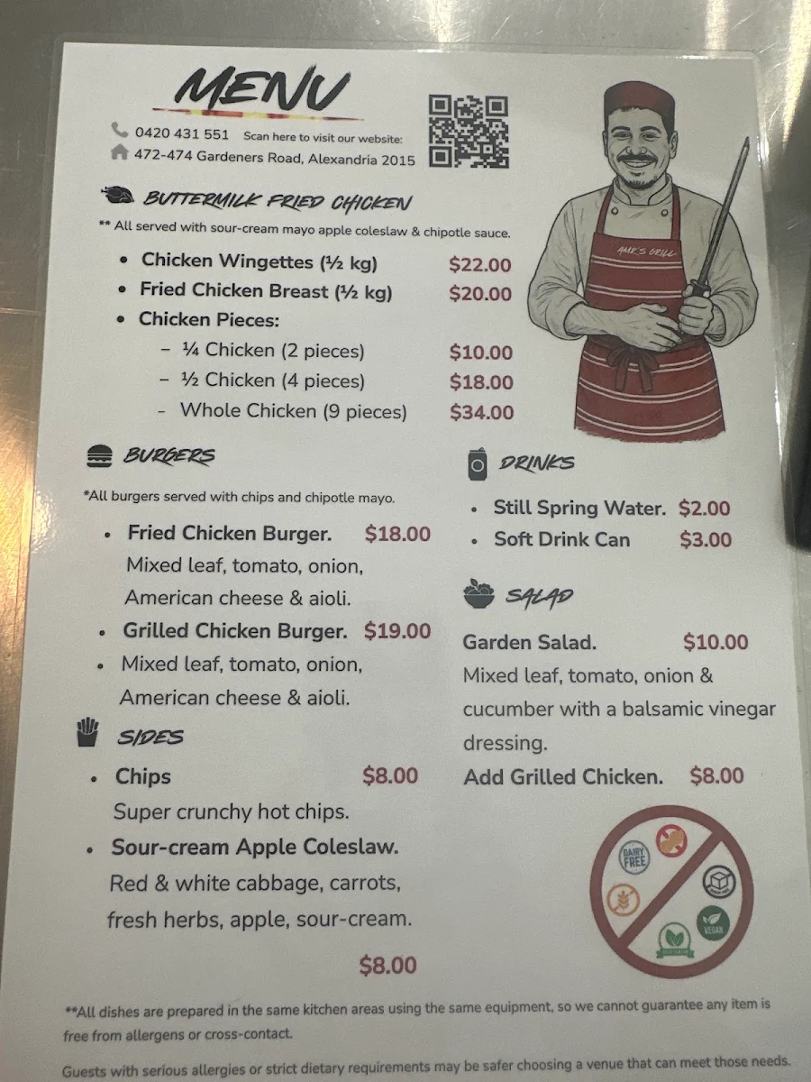 Menu, Amr's Grill Restaurant