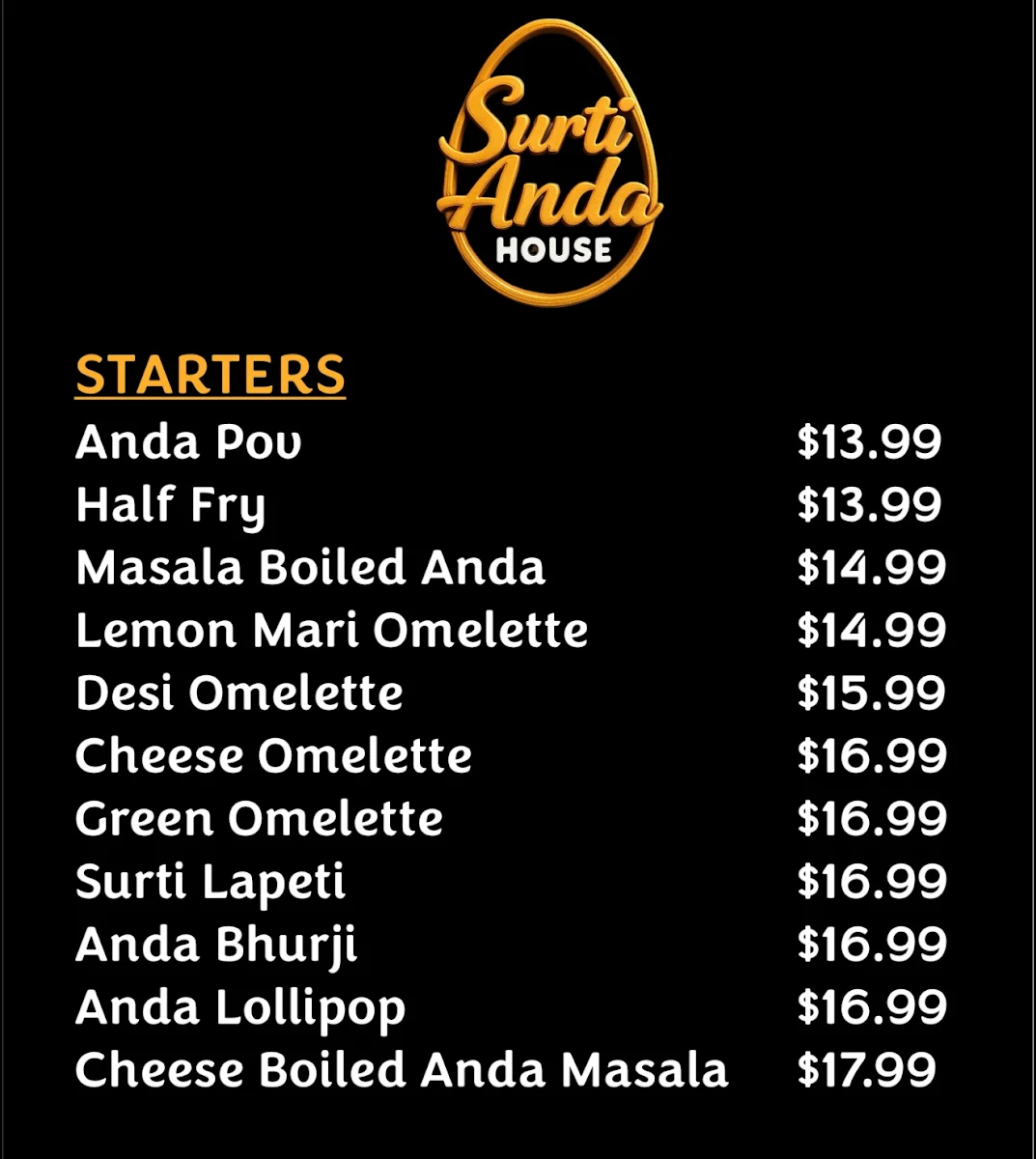 Menu, SURTI ANDA HOUSE