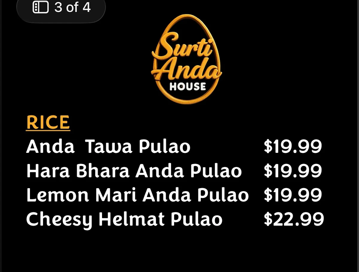 Menu, SURTI ANDA HOUSE