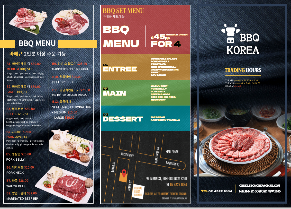 Menu, BBQ KOREA
