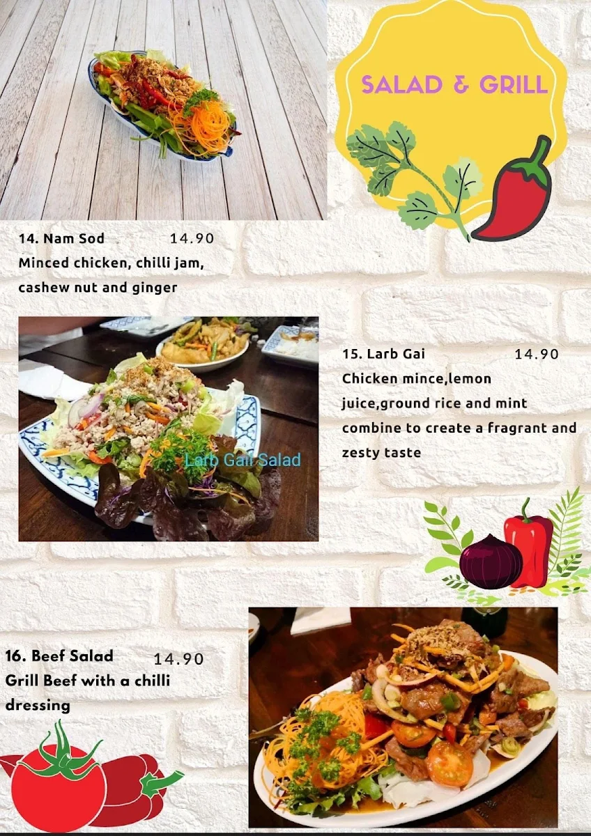 Menu, Sen Yai Thai Restaurant