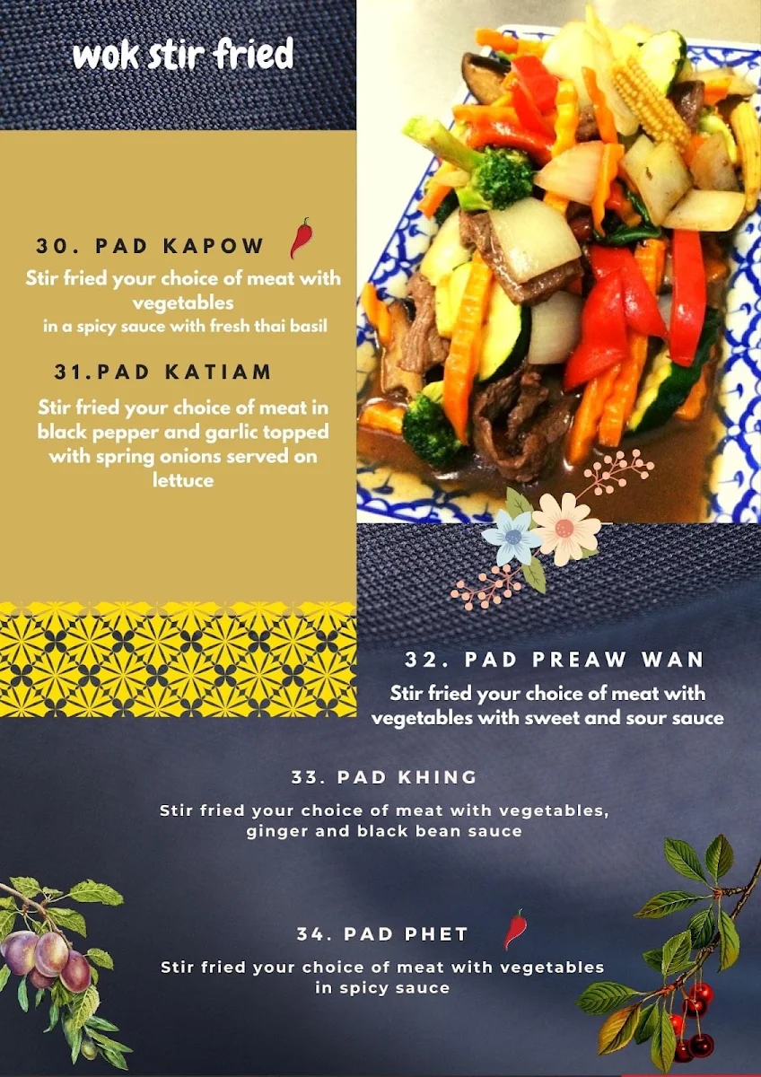 Menu, Sen Yai Thai Restaurant