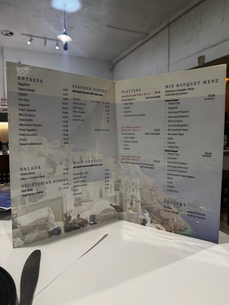 Menu, Mediterranean Greek Tavern