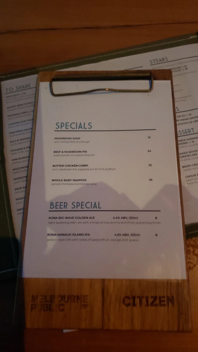 Menu, Melbourne Public
