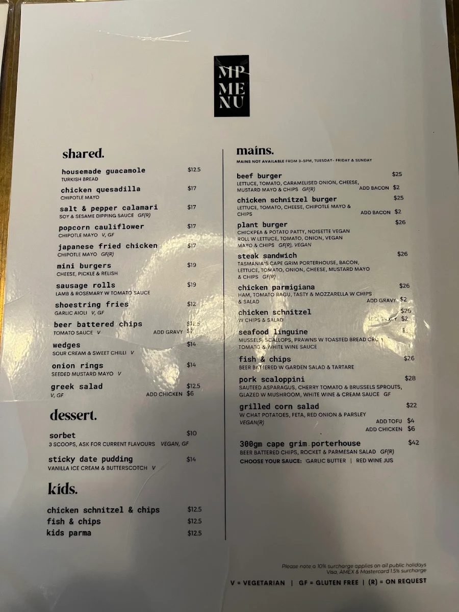 Menu, Melbourne Public