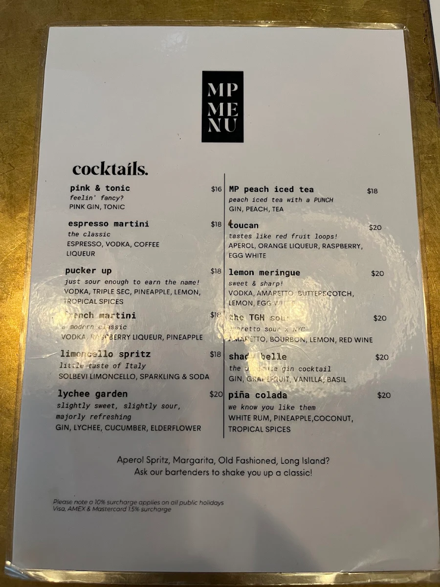 Menu, Melbourne Public