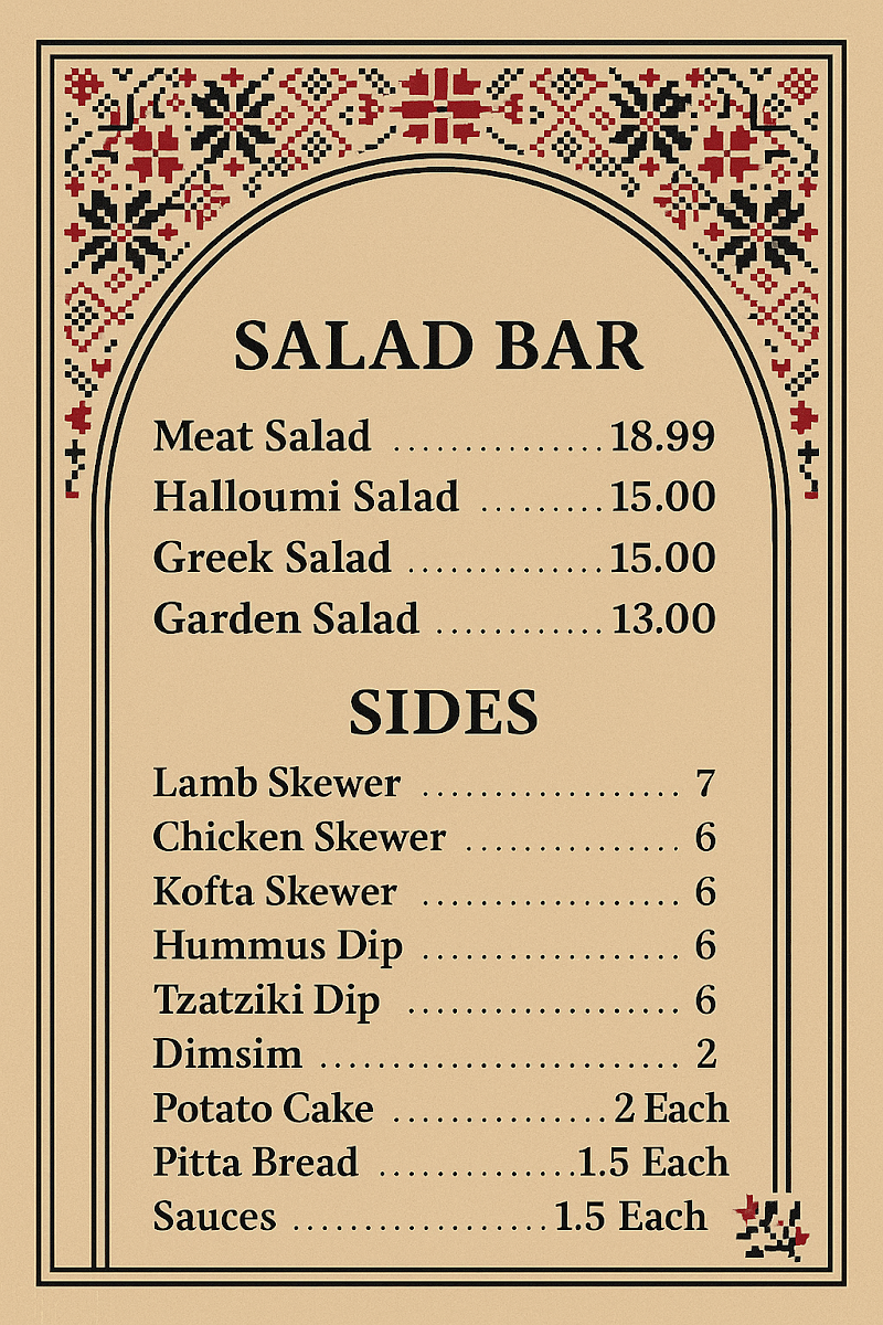 Menu, Kim Kebab