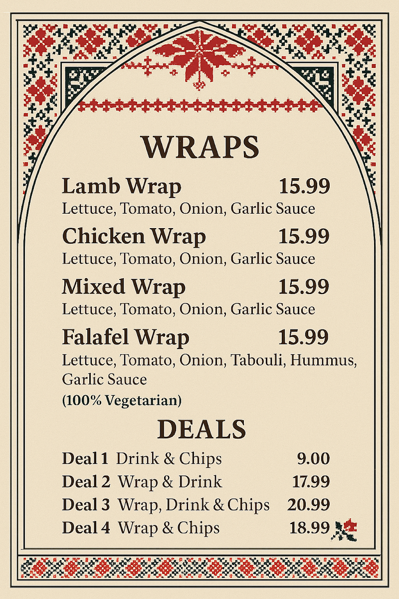 Menu, Kim Kebab