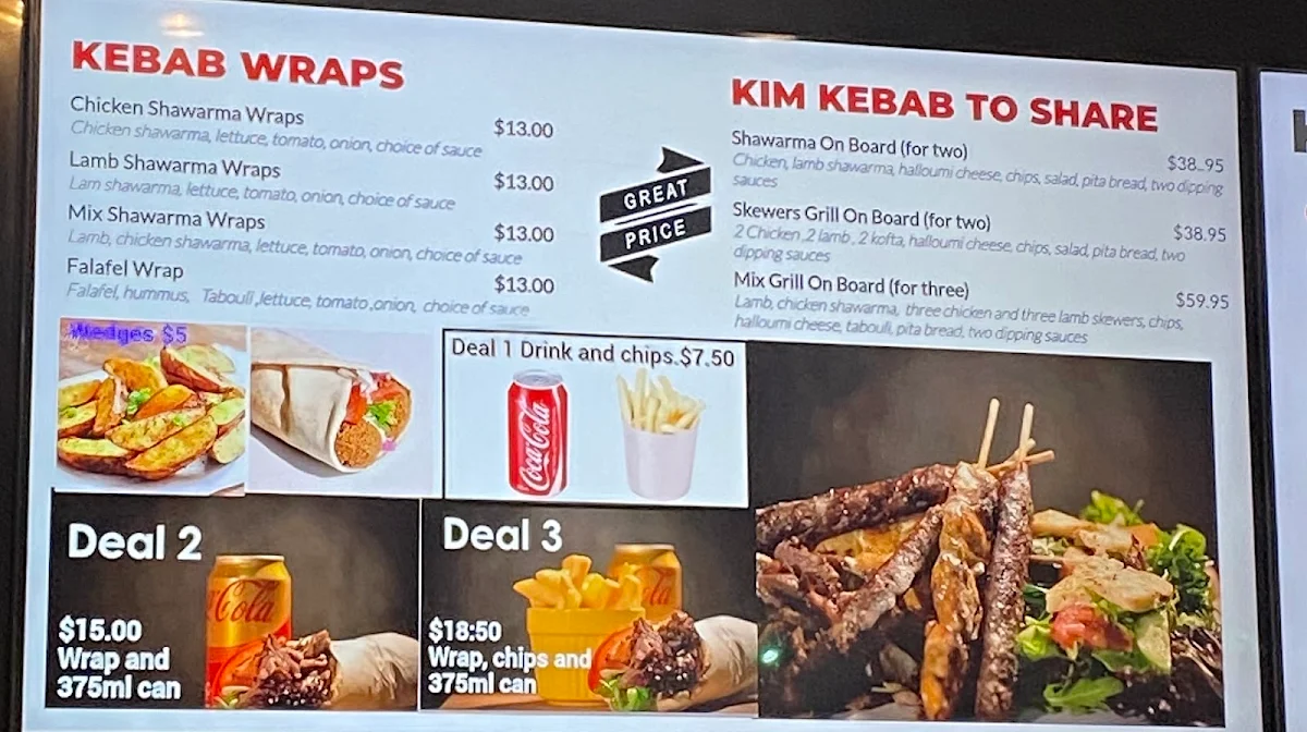 Menu, Kim Kebab