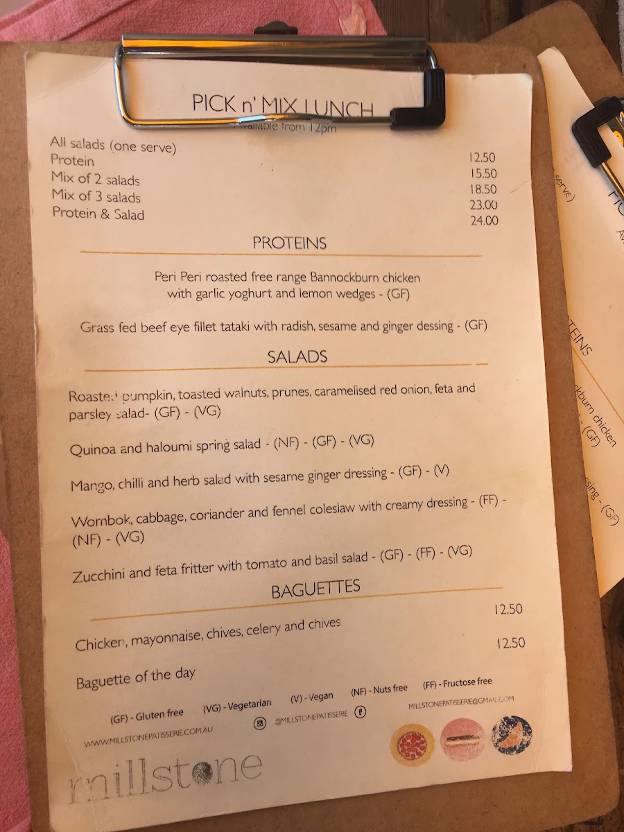 Menu, Millstone